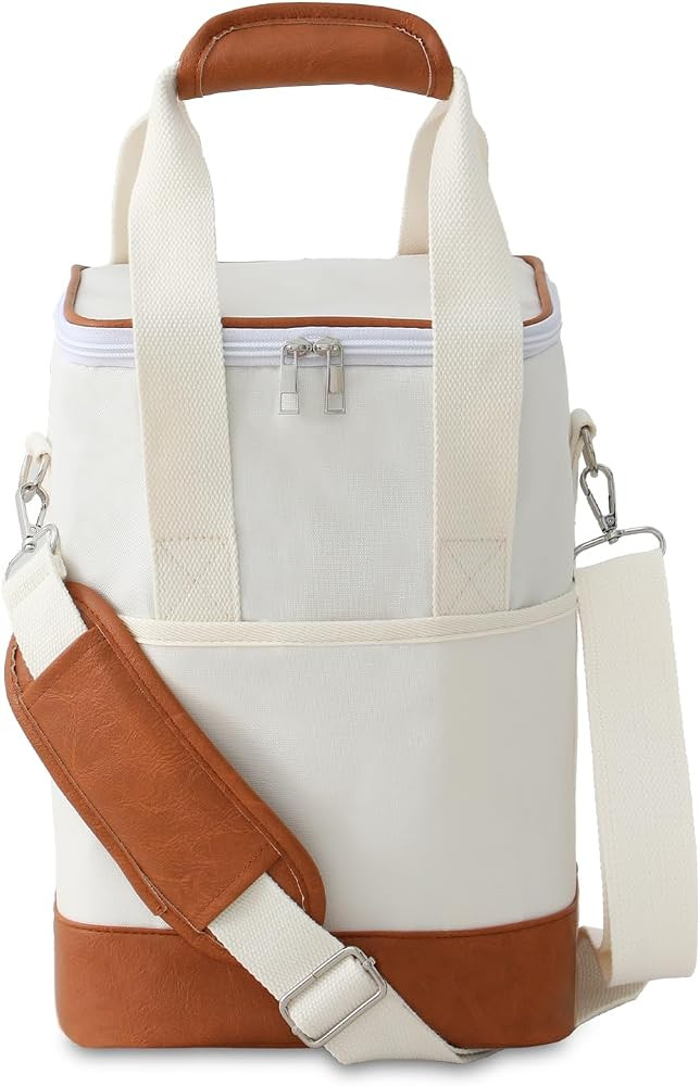 4 Bottle Wine Tote Bag - Leakproof & Insulated Wine Carrier Travel Padded Wine Cooler Bag with Ad... | Amazon (US)