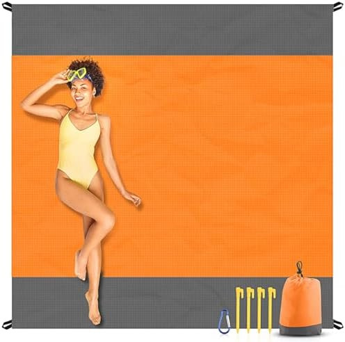 EASYFUN Beach Blanket Sandproof Oversized, 79''×83'' Extra Large Beach Mat, Portable Picnic Mat ... | Amazon (US)