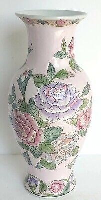 Vintage Toyo Porcelain Soft Pink Enameled Floral Vase W/Lavender & Pink Flowers | eBay US