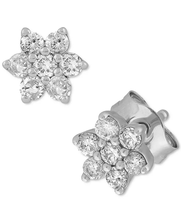 Diamond Star Cluster Stud Earrings (1/5 ct. t.w.) in 10k White Gold | Macys (US)