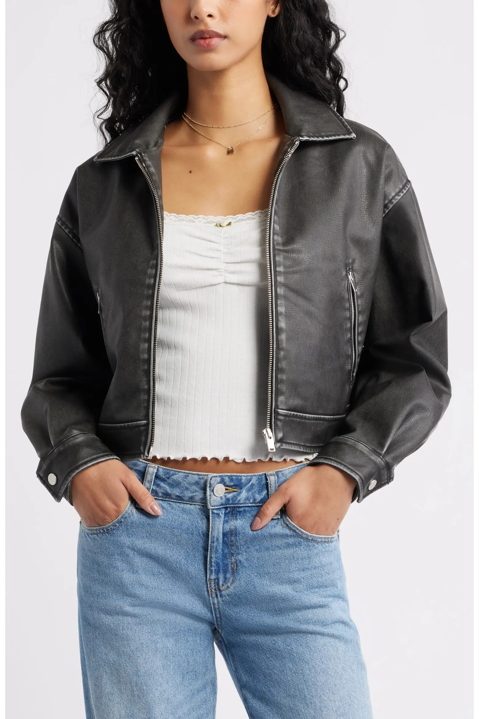 Washed Faux Leather Jacket (Women) | Nordstrom | Nordstrom