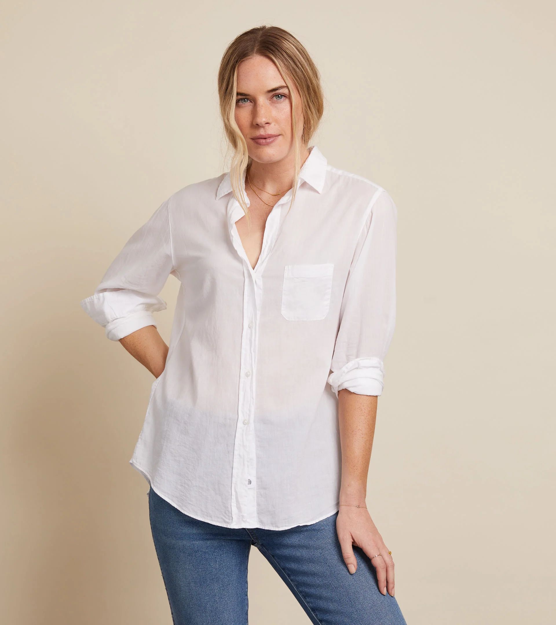 The Hero Button-Up Shirt Classic White, Tissue Cotton | Grayson