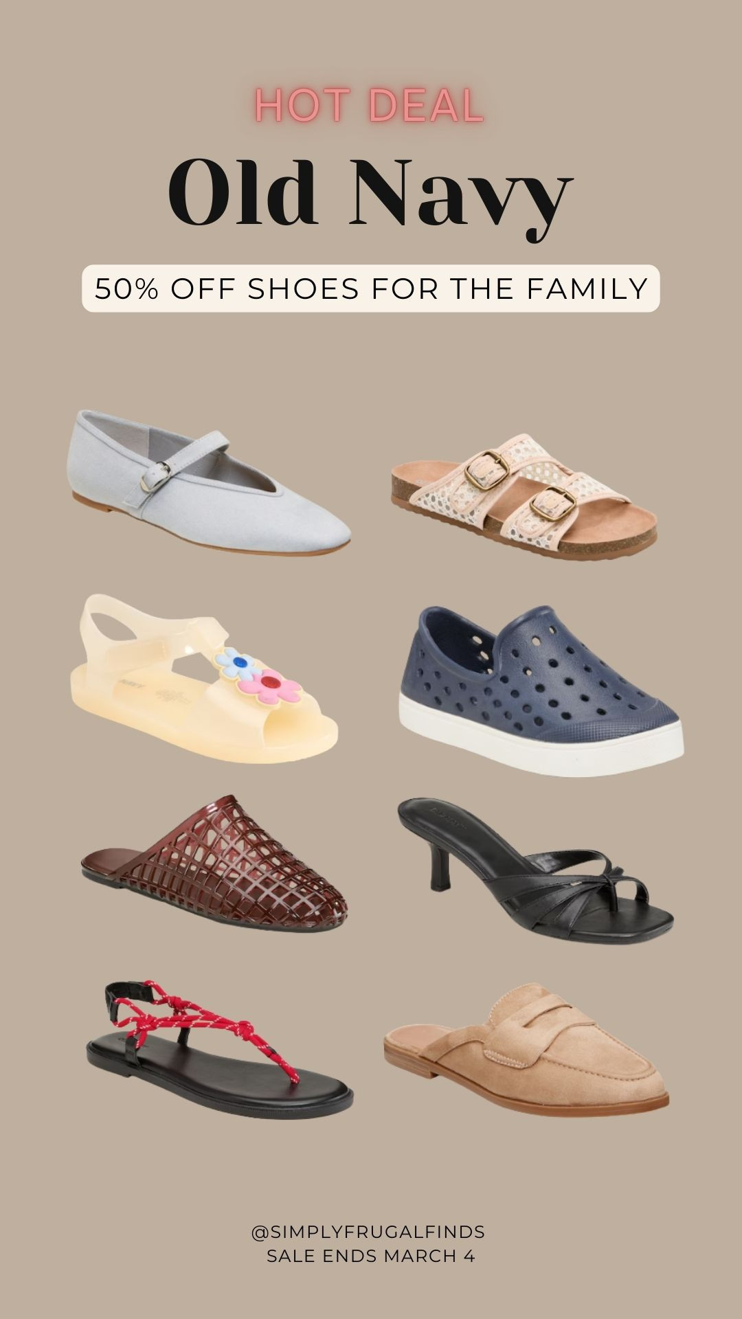 Save 50% off shoes for the family online at Old Navy Canada today! Ends March 4 

 #LTKcanada #LTKsale