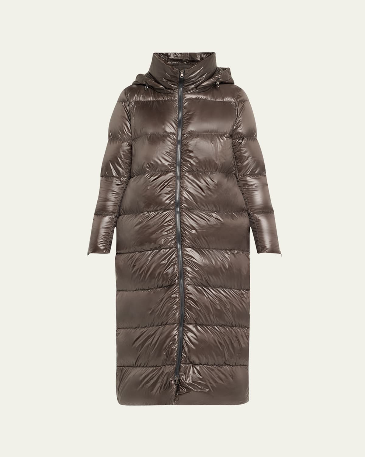 Shiny Long Down Hooded Coat | Bergdorf Goodman