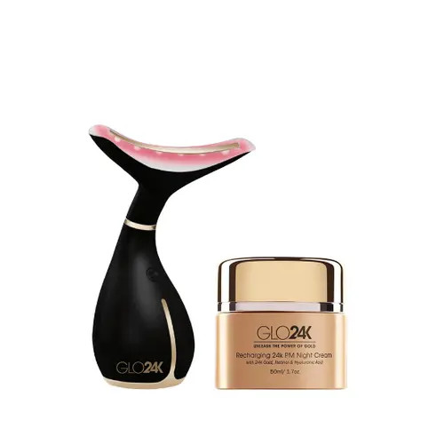 GLO24K UNLEASH THE POWER OF GOLD Neck & Face LED Beauty Massager + 24k Night Cream in Na at Nordstrom | Nordstrom