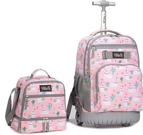 Tilami Rolling Backpack 19 inch with Lunch Bag Wheeled Laptop Backpack, Alpaca | Amazon (US)