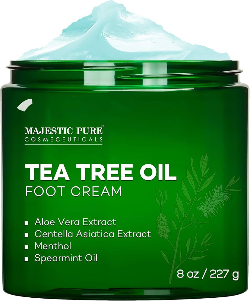 MAJESTIC PURE Athletes Foot Cream with Tea Tree Oil, Aloe & Spearmint - Hydrates, Softens & Condi... | Amazon (US)