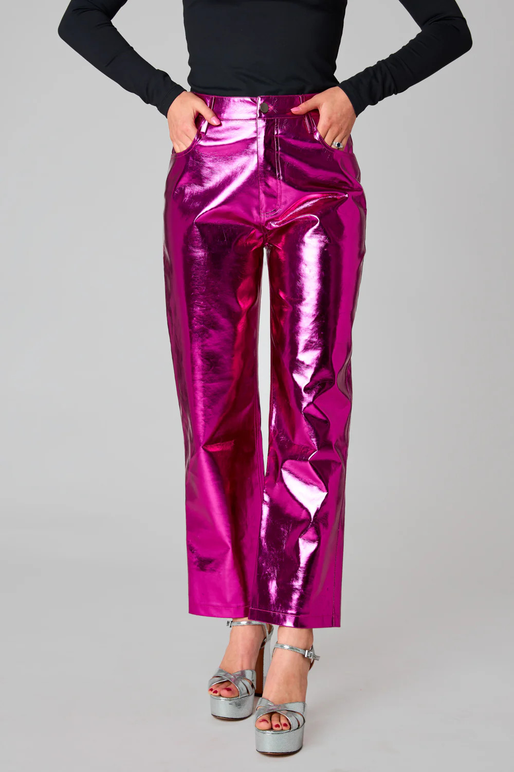 BuddyLove | Travolta High-Rise Metallic Pants | Electric | BuddyLove