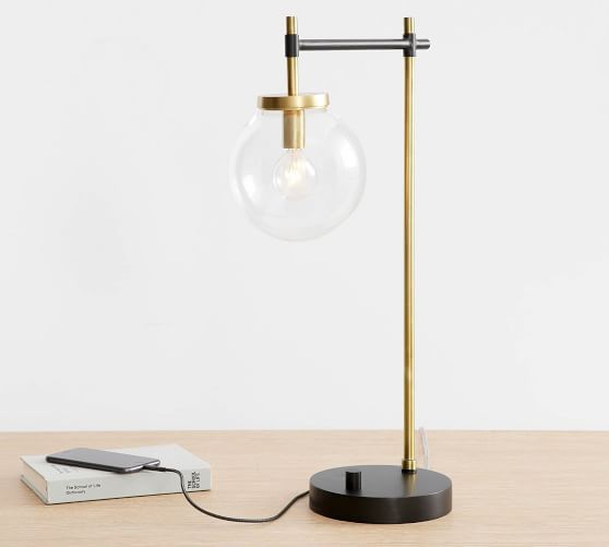 Camryn Glass Globe USB Table Lamp | Pottery Barn (US)
