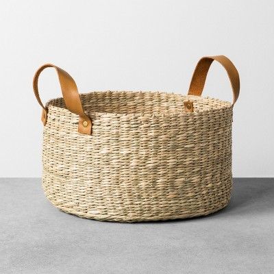 Seagrass Basket with Leather Handle - Medium - Hearth & Hand™ with Magnolia | Target