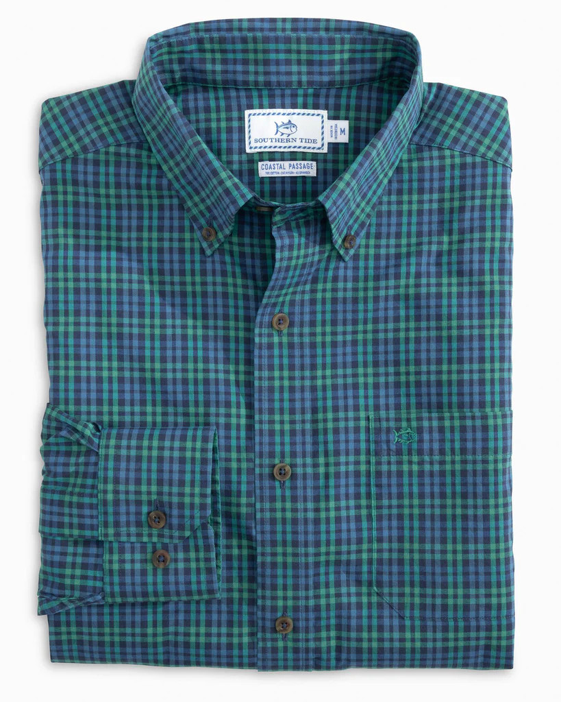 Deene Plaid Coastal Passage Sport Shirt | Southern Tide