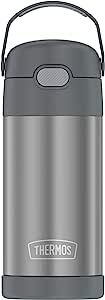 THERMOS FUNTAINER 12 Ounce Stainless Steel Vacuum Insulated Kids Straw Bottle, Grey | Amazon (US)