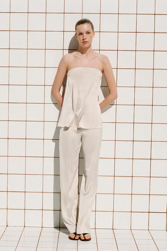 HIGH-WAIST SATIN TROUSERS | Zara UK