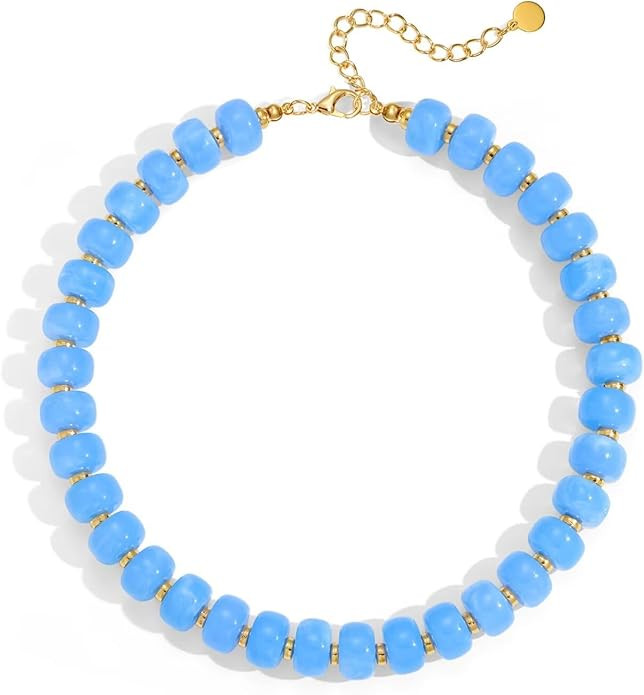 Colorful Beaded Necklace for Women Unique Resin Beads Choker Necklaces Boho Statement Chunky Neck... | Amazon (US)