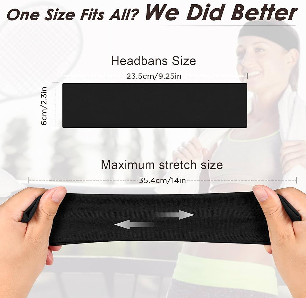 Headbands for Women, 8pcs Stretchy Non Slip Soft Cotton Cloth Hair Bands for Sports, Workout, Yog... | Amazon (US)