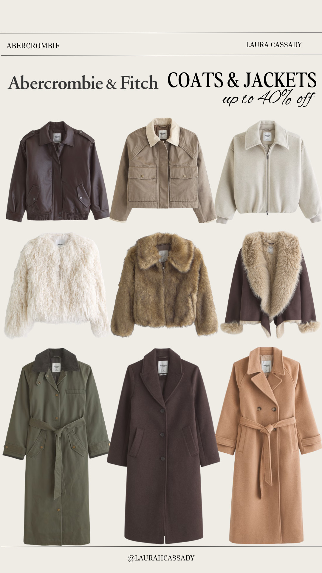 Abercrombie coats + jackets are up to 40% off and the styles this year are SO good 🤎✨ Rounded up the best neutral outerwear picks — faux fur, wool coats, sherpa jackets, and everyday classics you can wear all winter.
Such a good time to grab your staple coat for the season! 

 #Abercrombie #AbercrombieStyle #WinterCoats #JacketsOnSale #OuterwearSale #CozyStyle #WinterFashion #NeutralOutfits #LTKSale #LTKFinds #LTKSeasonal #WinterWardrobeEssentials #FallAndWinterStyle #WardrobeBasics #LTKHoliday #LTKSaleAlert #LTKTall
