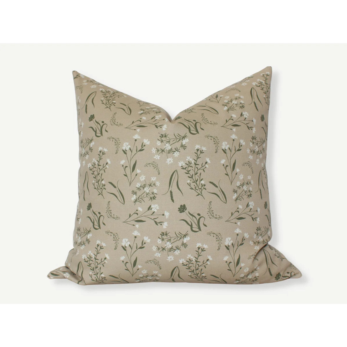 Floral Cotton Pillow Cover, Tan Background Throw Pillow, Beige Wildflower Cushion | Wayfair North America