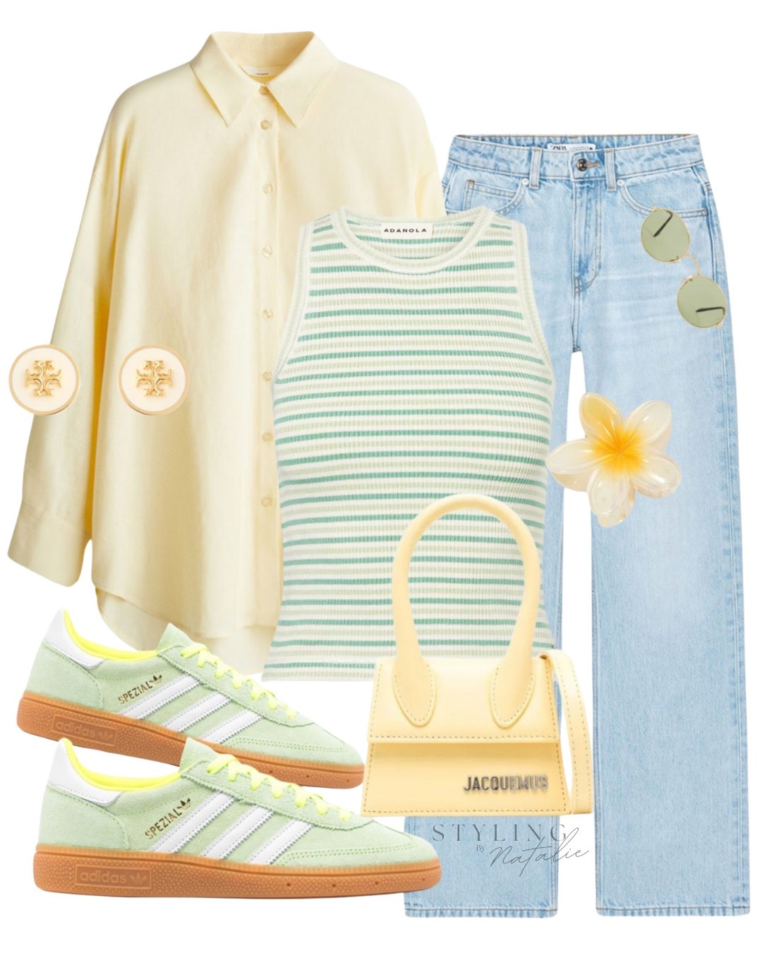 Casual summer outfit with linen shirt & jeans-
Yellow linen shirt, stripe vest top, jeans, Jacquemus bag, Adidas Spezial trainers. Zara, H&M, summer look, casual style, everyday outfit

#LTKuk #LTKsummer #LTKstyletip