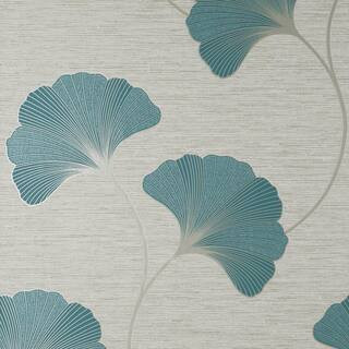 Fine Decor Miya Blue Ginkgo Vinyl Non-Pasted Textured Wallpaper FD43151 - The Home Depot | The Home Depot