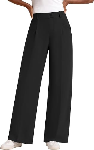 FireSwan Wide Leg Pants Woman Stretchy Work Dress Pants with Pockets | Amazon (US)