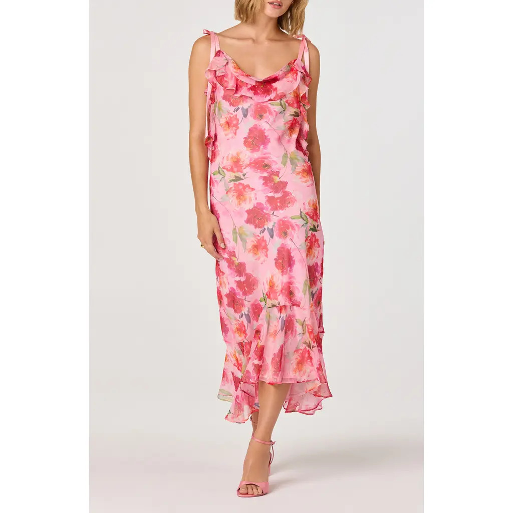 ASTR the Label Nissa Floral High-Low Dress in Pink Floral at Nordstrom, Size Small | Nordstrom