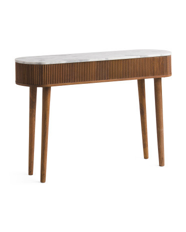 Fluted Marble Top Mango Wood Console Table | TJ Maxx