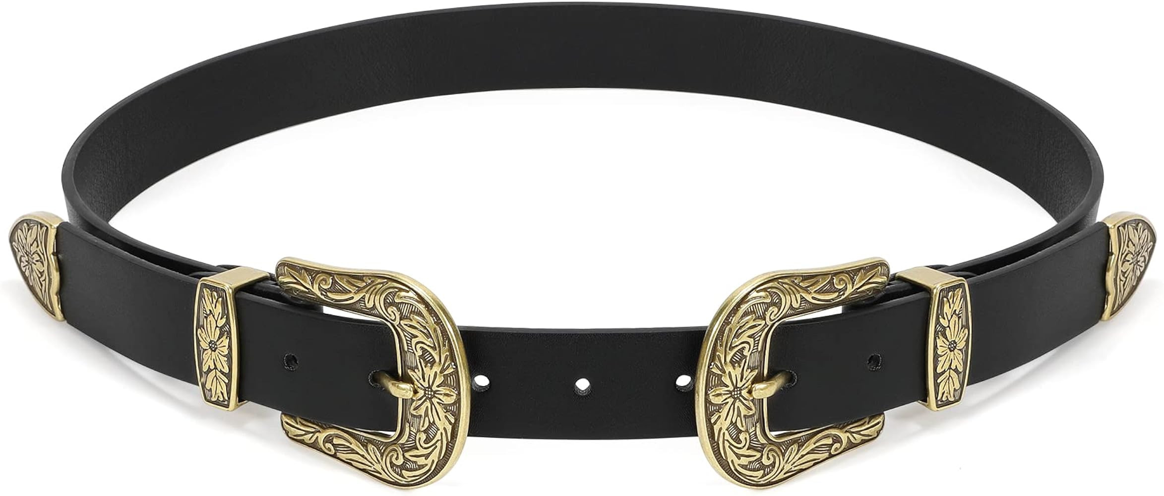 Women Leather Belt Ladies Vintage Western Belt Retro Cowgirl Leather Belt Black Waist Belt for Pa... | Amazon (US)