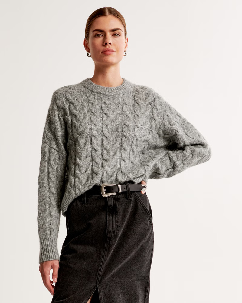 Cable Wedge Crew Sweater | Abercrombie & Fitch (US)