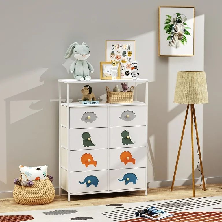 Sengroce Kids Dresser with 8 Drawers - Vertical Nursery Dresser for Kids Bedroom, Cartoon White | Walmart (US)