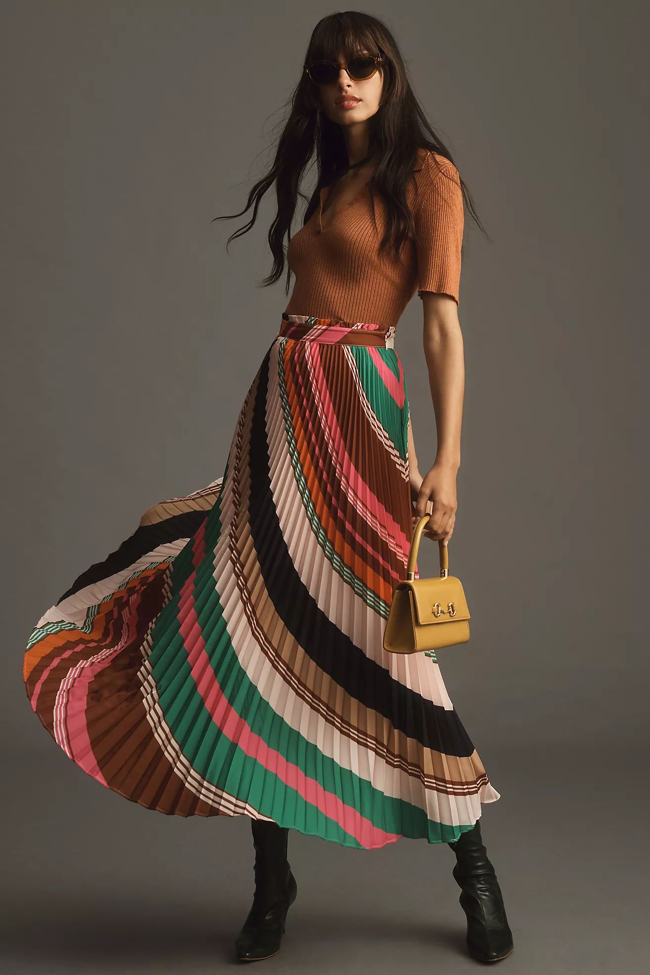 Maeve Silky Pleated Skirt | Anthropologie (US)