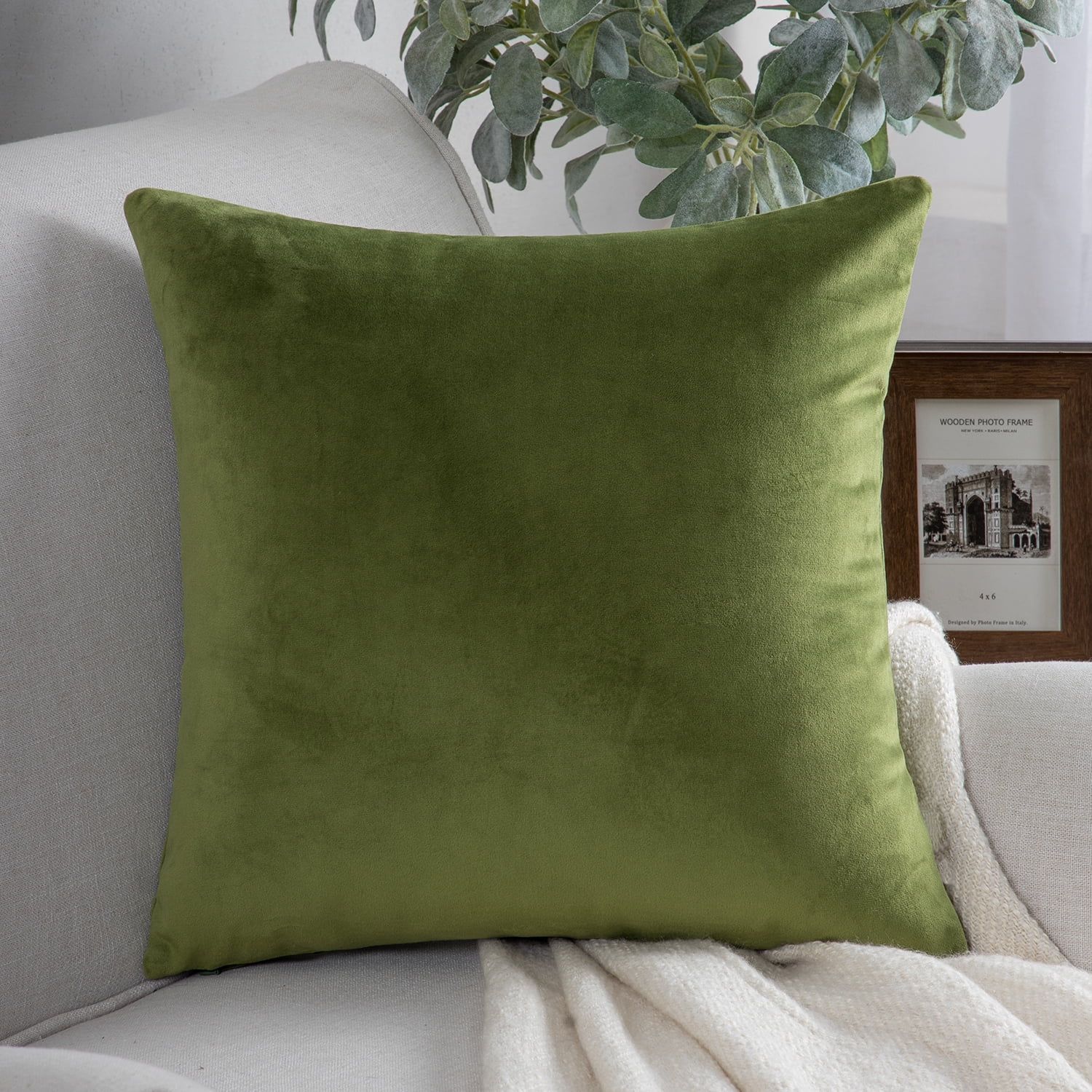 Phantoscope Soft Silky Velvet Series Decorative Throw Pillow, 22" x 22", Green, 1 Pack | Walmart (US)