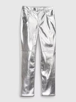 High Rise Faux-Leather Cheeky Straight Jeans | Gap (US)