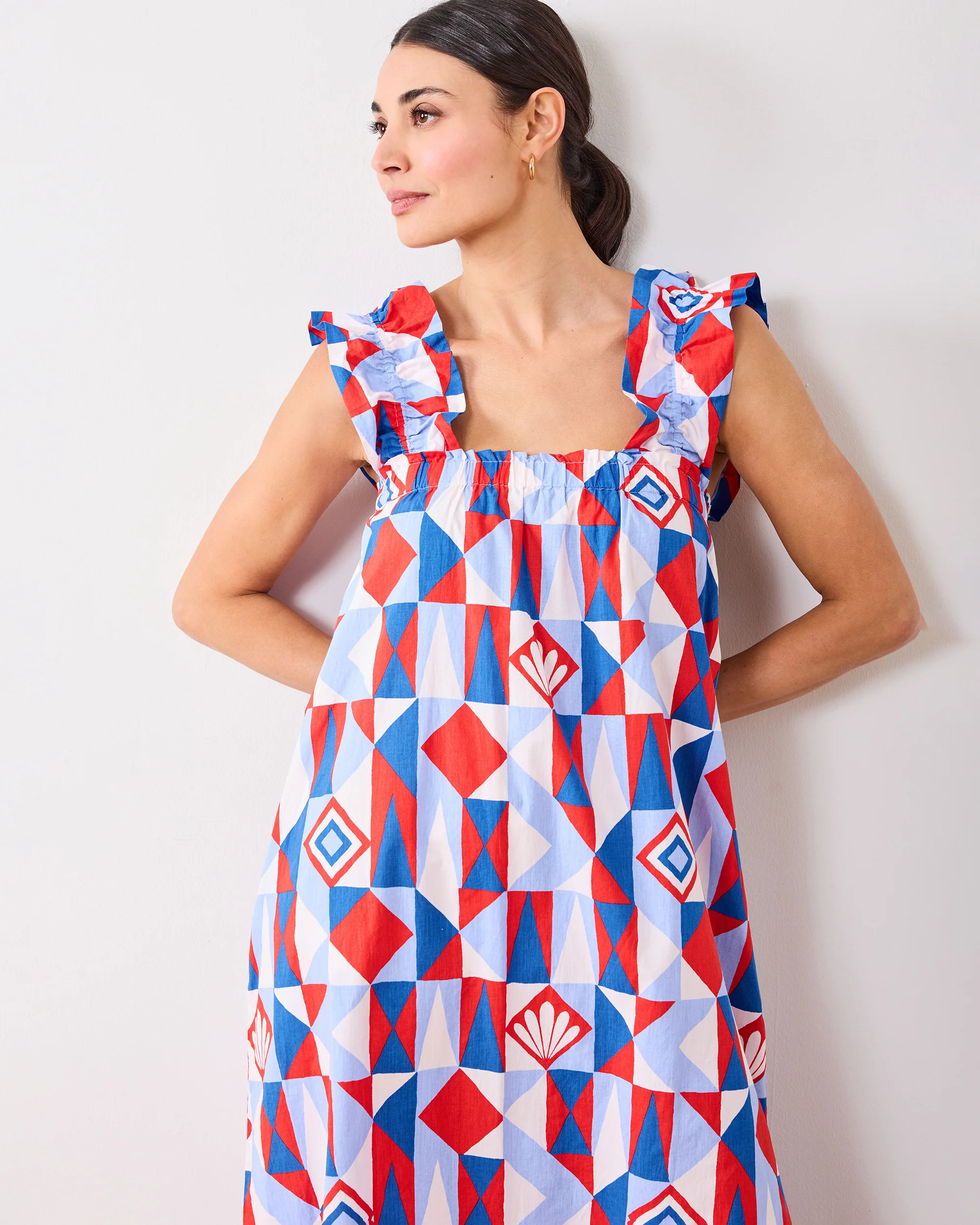 Underwater Mosaic - Serenity Dress - Retro Red | Printfresh