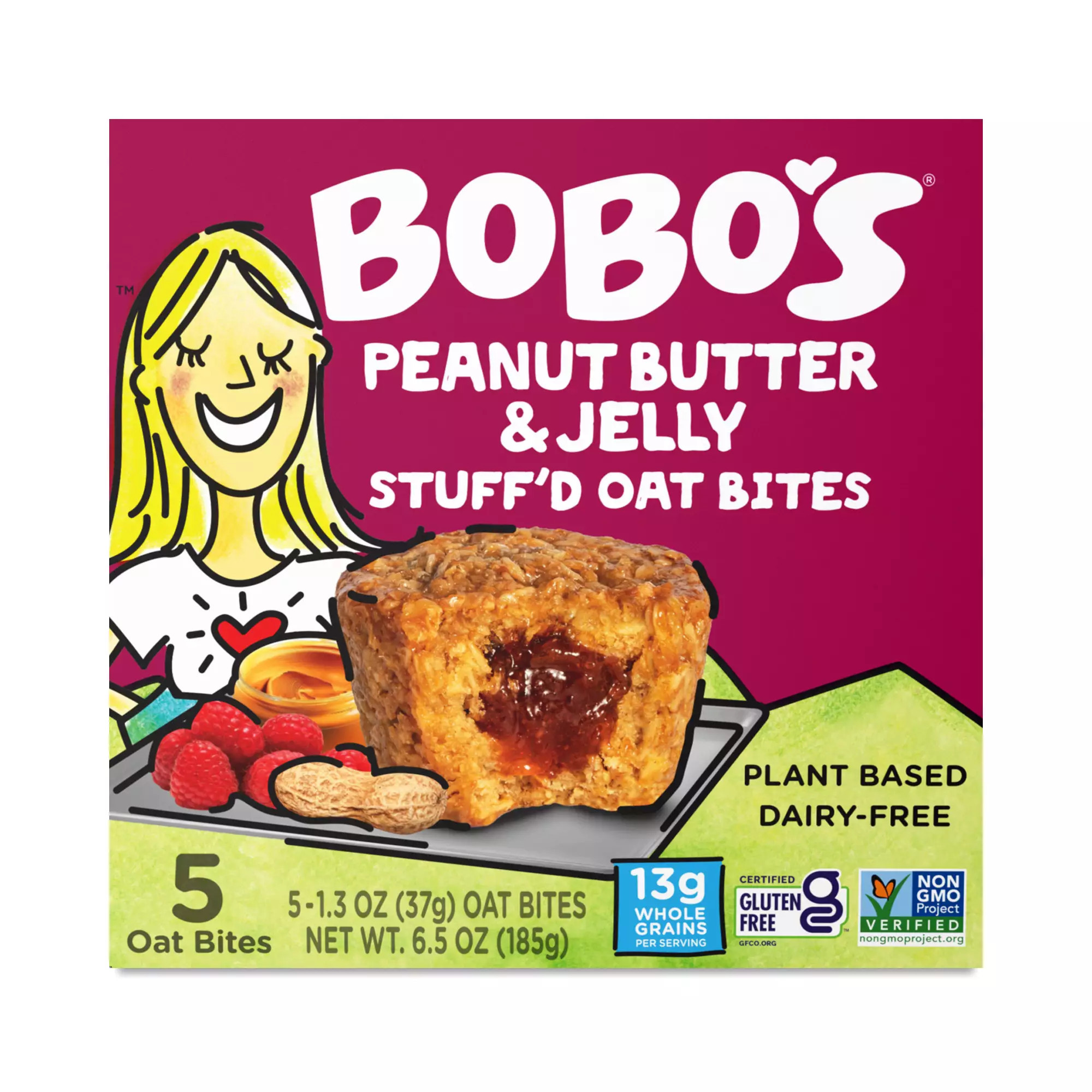 Bobo's Oat Bars Stuffed Oat Bites, Peanut Butter & Jelly 5 count (1.3 oz each) | Thrive Market