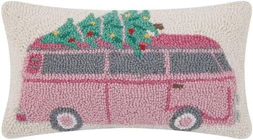 Peking Handicraft Pillow with Groovy Holiday Bus Design, 16-inch Length, Wool and Poly Velvet | Amazon (US)