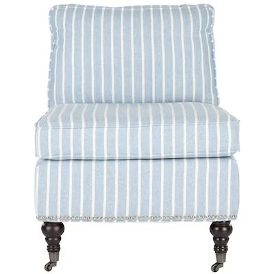 Safavieh Randy Casual Blue with White Stripes Linen Club Chair | Lowe's
