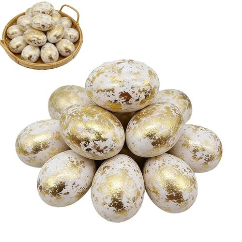 Golden Easter Eggs, 2.36 Inch Slivery Gold Speckled Plastic Egg for Easter Egg Hunt, Basket Stuffers Holiday Party Favors, Indoor Outdoor Decorations, Bulk Empty Eggs (Golden medium 10pcs) | Amazon (US)