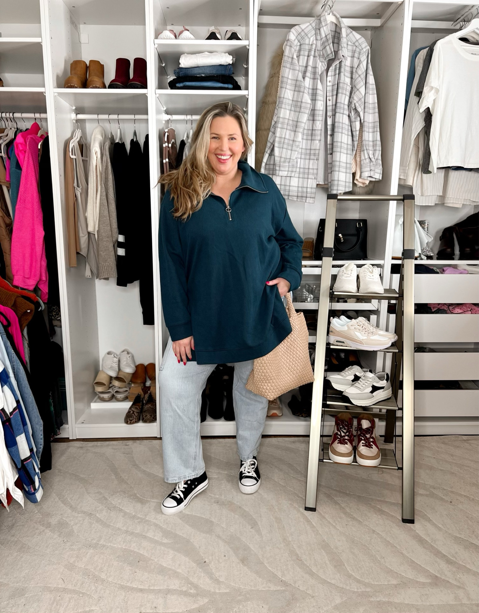 Day 3 of Plus Size Casual Outfits! Wearing a pair of maurices jeans — I love the way they feel, but I do recommend sizing up one maybe even 2. These are a size 20 and are tight on my belly. Wearing a pullover from Target's Ava and Viv line in a size 2X – runs true. It's almost sold out so I linked some similar options! Shoes and bag are both from Amazon!

#LTKSeasonal #LTKplussize #LTKstyletip