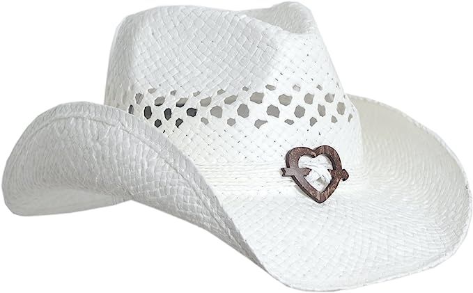 Boho Hip Cowboy Hat with Heart Concho, Natural Toyo Straw, Shapeable Brim | Amazon (US)