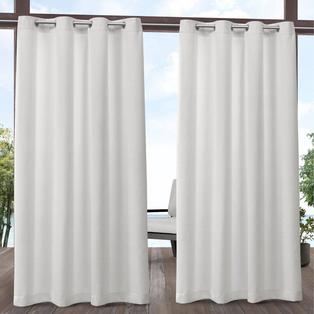 Set of 2 108""x54"" Aztec Indoor/Outdoor Grommet Top Light Filtering Curtain Panel White - Exclusive | Target