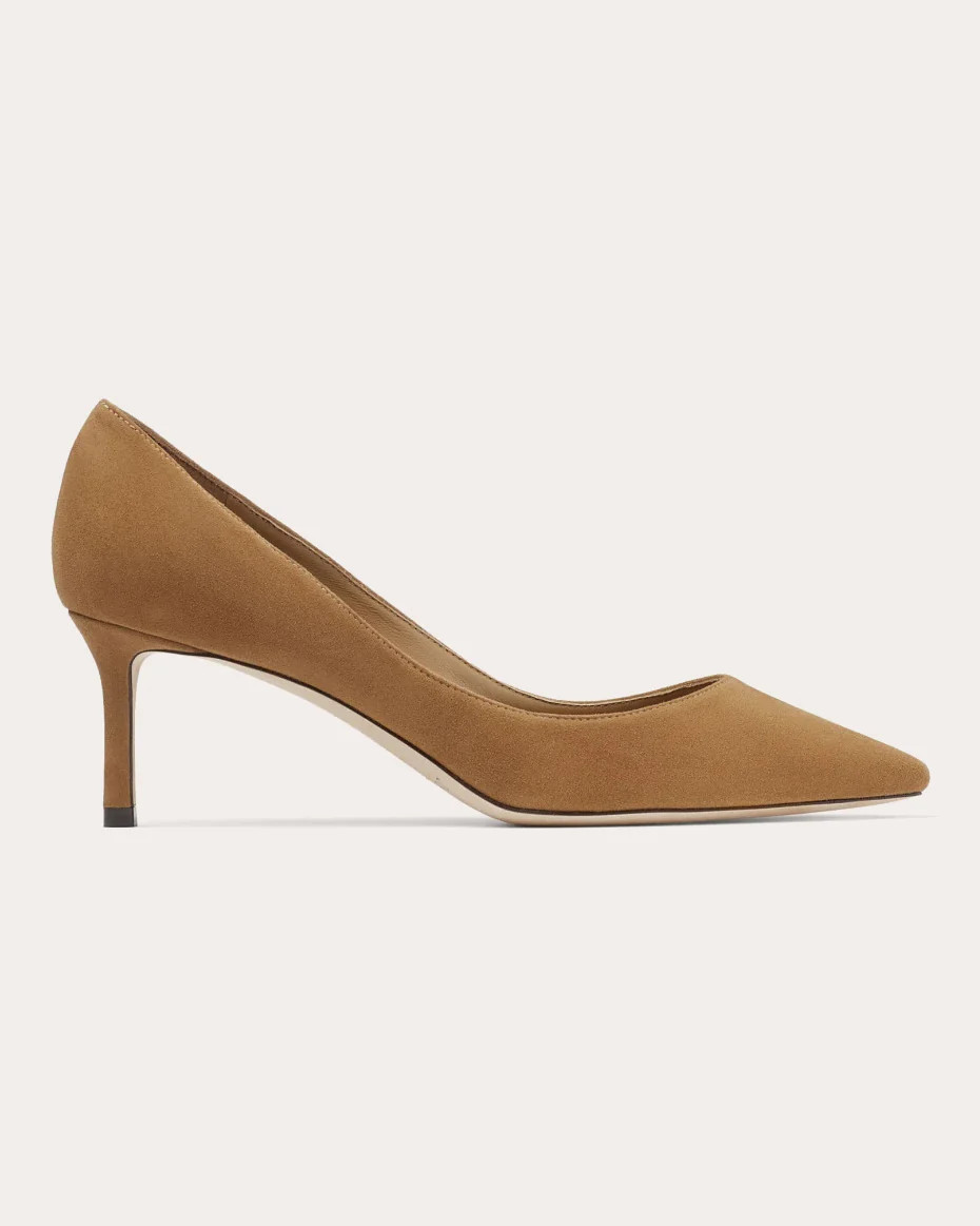Jimmy Choo Women's Romy 60 Suede Pump in Rattan Suede/Leather | Olivela