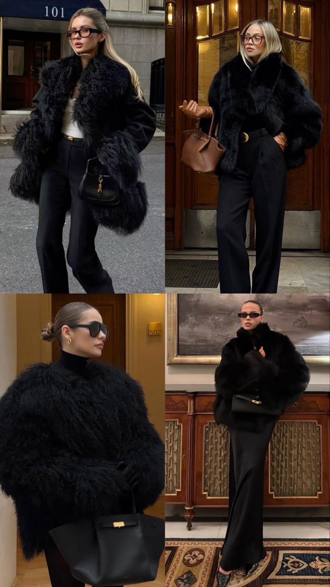 Black fur coats 