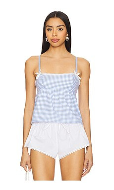 MORE TO COME Lisa Babydoll Top in Blue Gingham from Revolve.com | Revolve Clothing (Global)