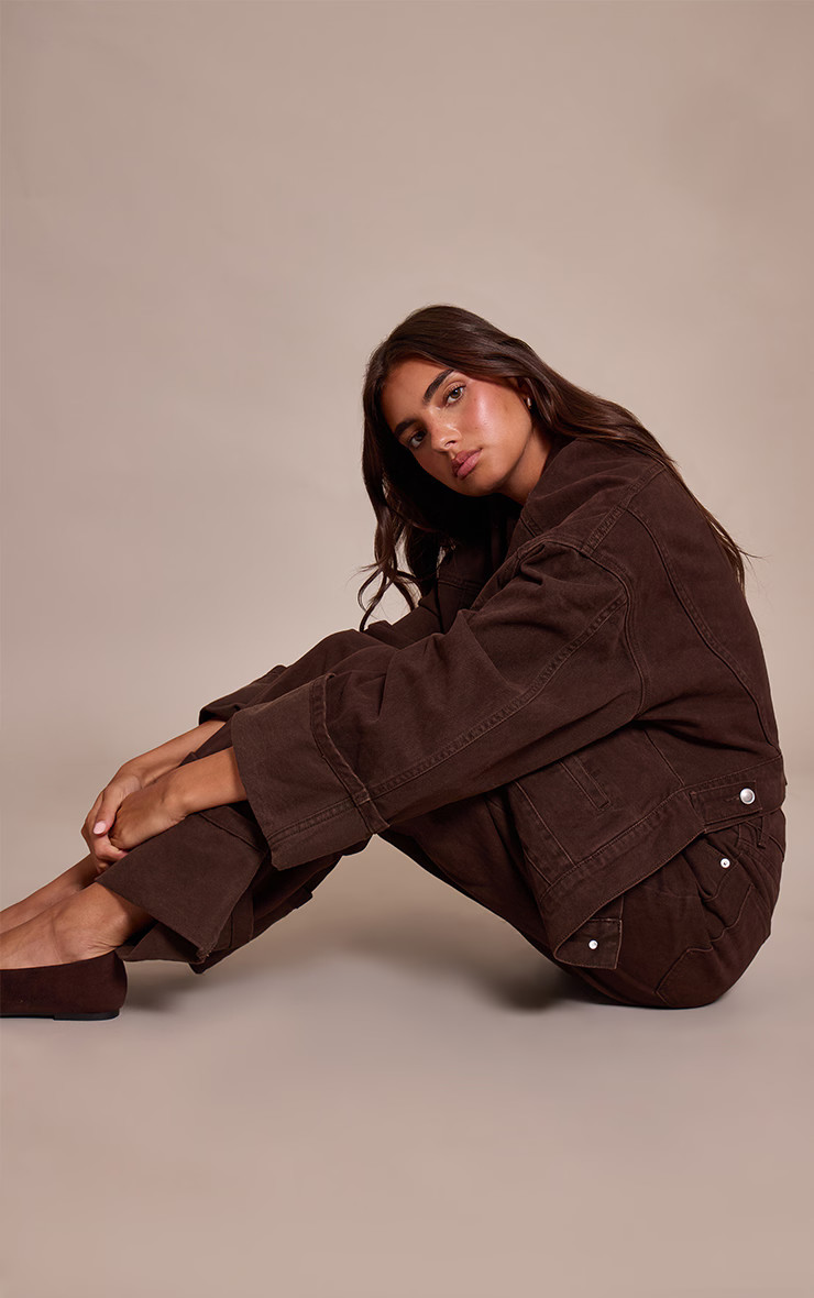 Dark Chocolate Turn Up Hem Jeans | PrettyLittleThing UK