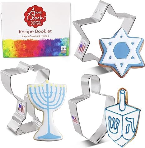 Ann Clark Cookie Cutters 3-Piece Hanukkah Cookie Cutter Set with Recipe Booklet, Star of David, D... | Amazon (US)