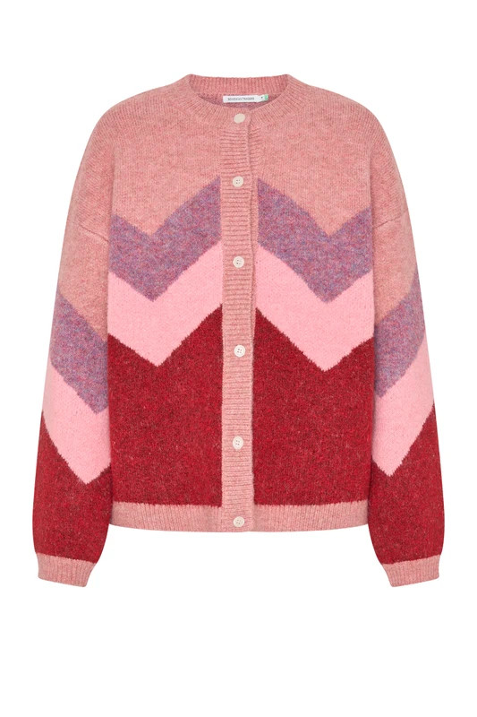 ZIG ZAG KNIT CARDIGAN IN BERRY | Bohemian Traders
