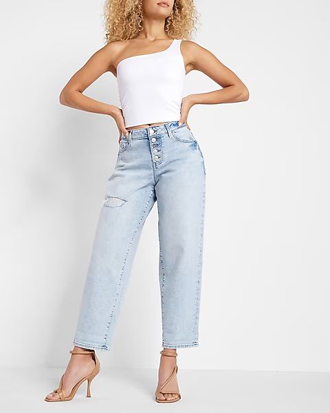 Curvy Mid Rise Button Fly Boyfriend Jeans | Express