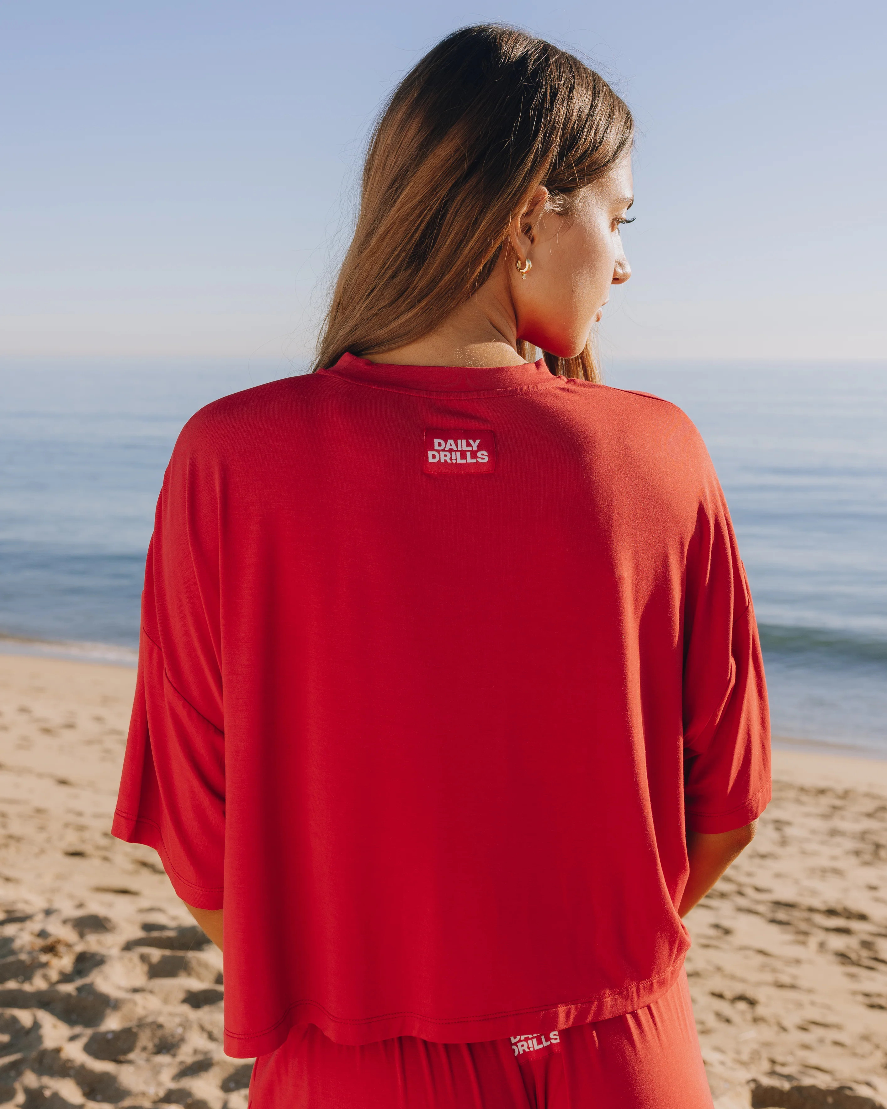 House PJ Boxy Tee - Vintage Red with Vday Patch | Daily Drills LLC