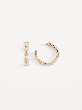 Real Gold-Plated Floral Hoop Earrings for Women | Old Navy (US)