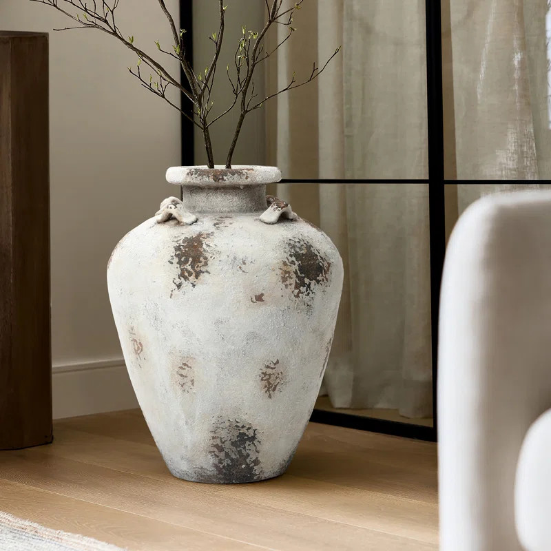Distressed Off-White with Brown Milk Jug Vase, Tabletop and Floor Vase | Wayfair North America